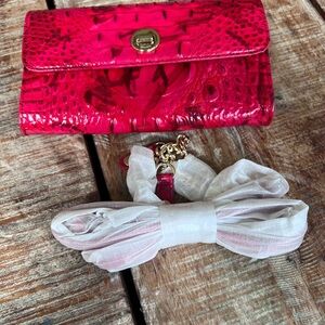 Brahmin Vibrant Red Crocodile-Embossed Wallet